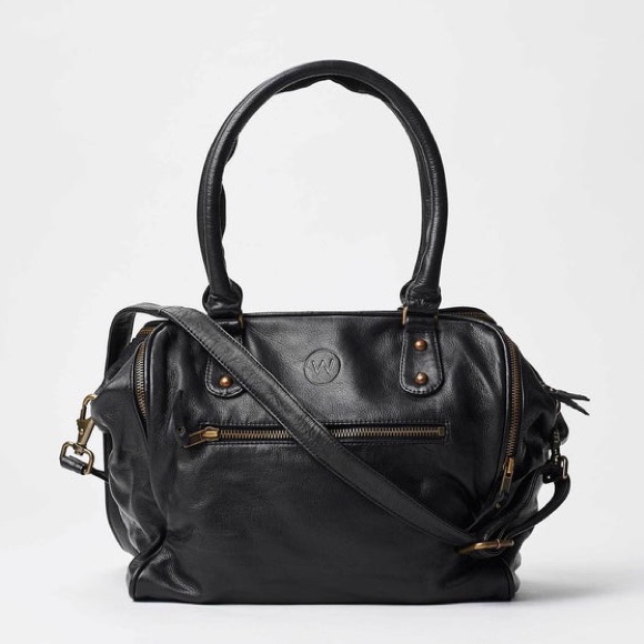 Wanderer Travel Co. Bordeaux Black Leather Handbag